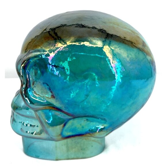 Iridescent Blue Glass Skull Life Size Mannequin Skeleton Head Display 7.5" Tall - Picture 4 of 6